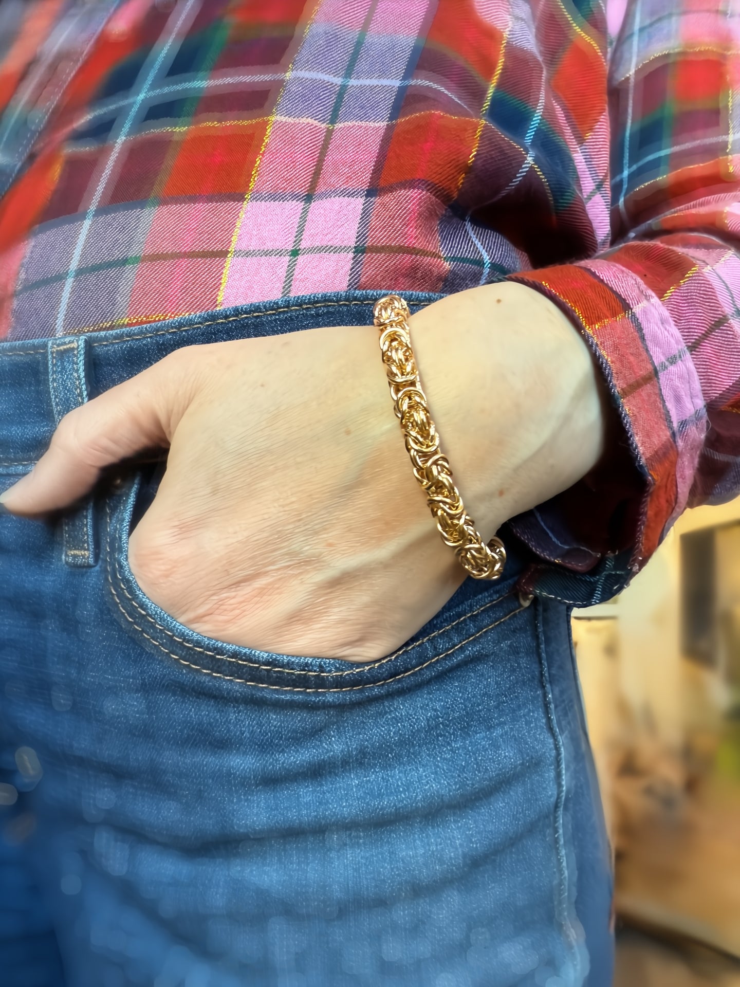 Chunky Byzantine Chainmaille Bracelet in 14K Gold Fill