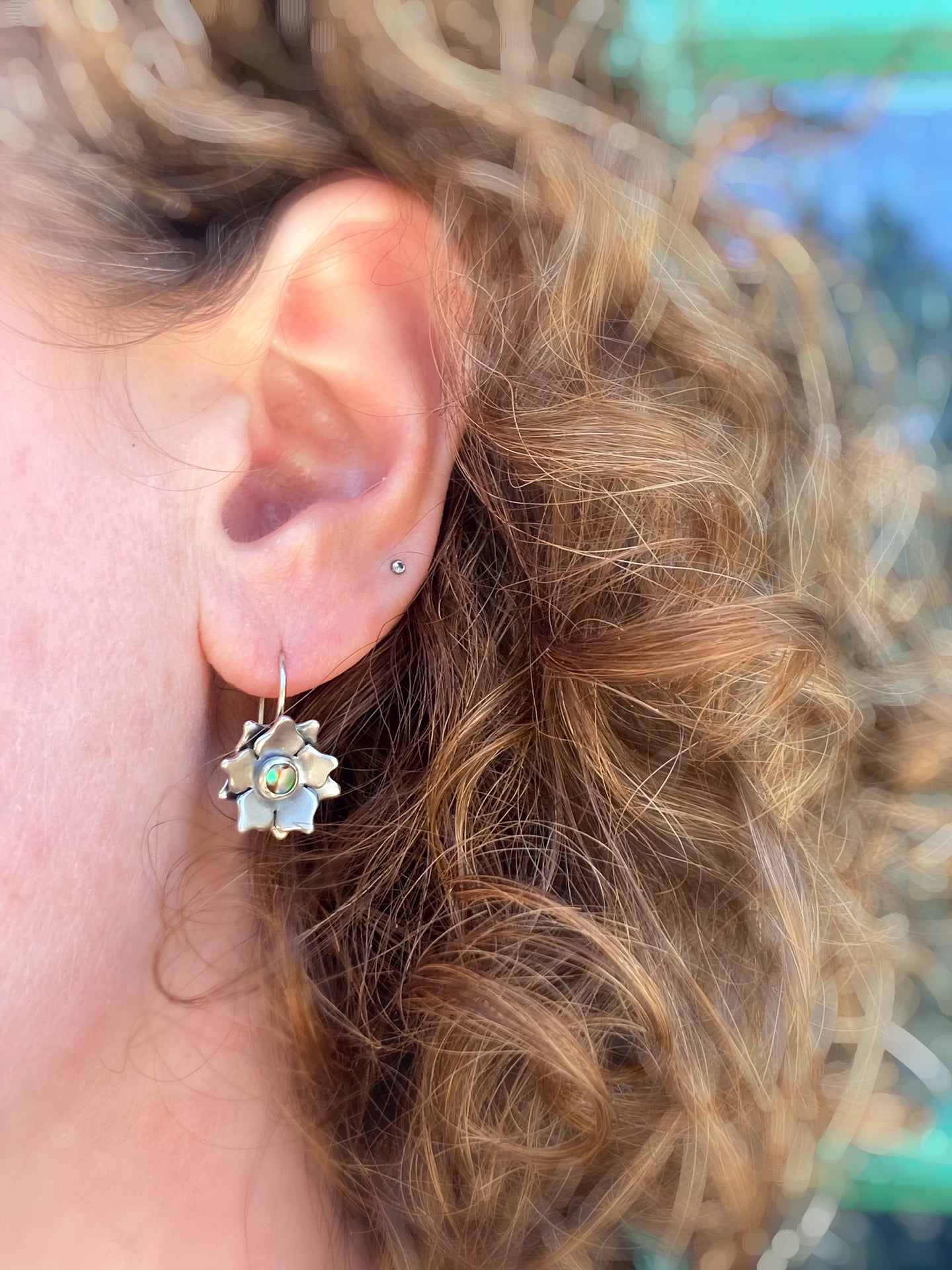 Abalone Flower Earrings in Sterling Silver