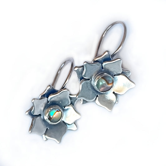 Abalone Flower Earrings in Sterling Silver