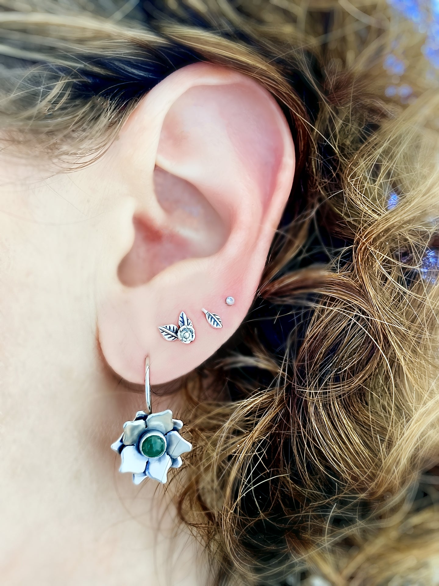 Floral Stud Earrings in Sterling Silver