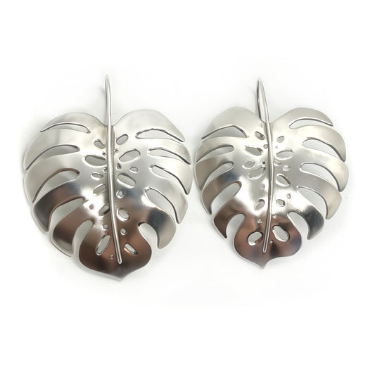 Monstera Earrings in Sterling Silver