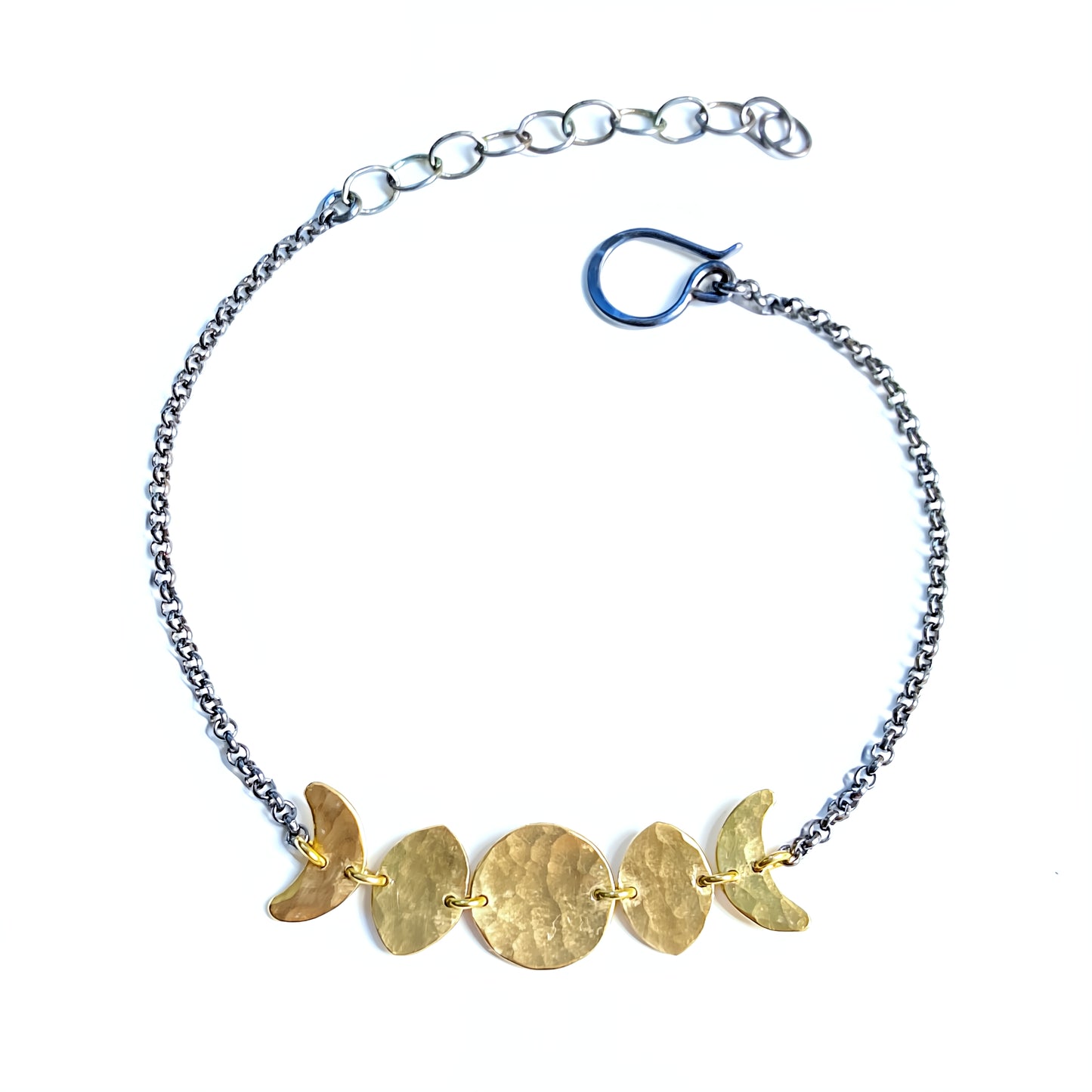 Moon Phase Bracelet in Oxidized Sterling Silver and Brass