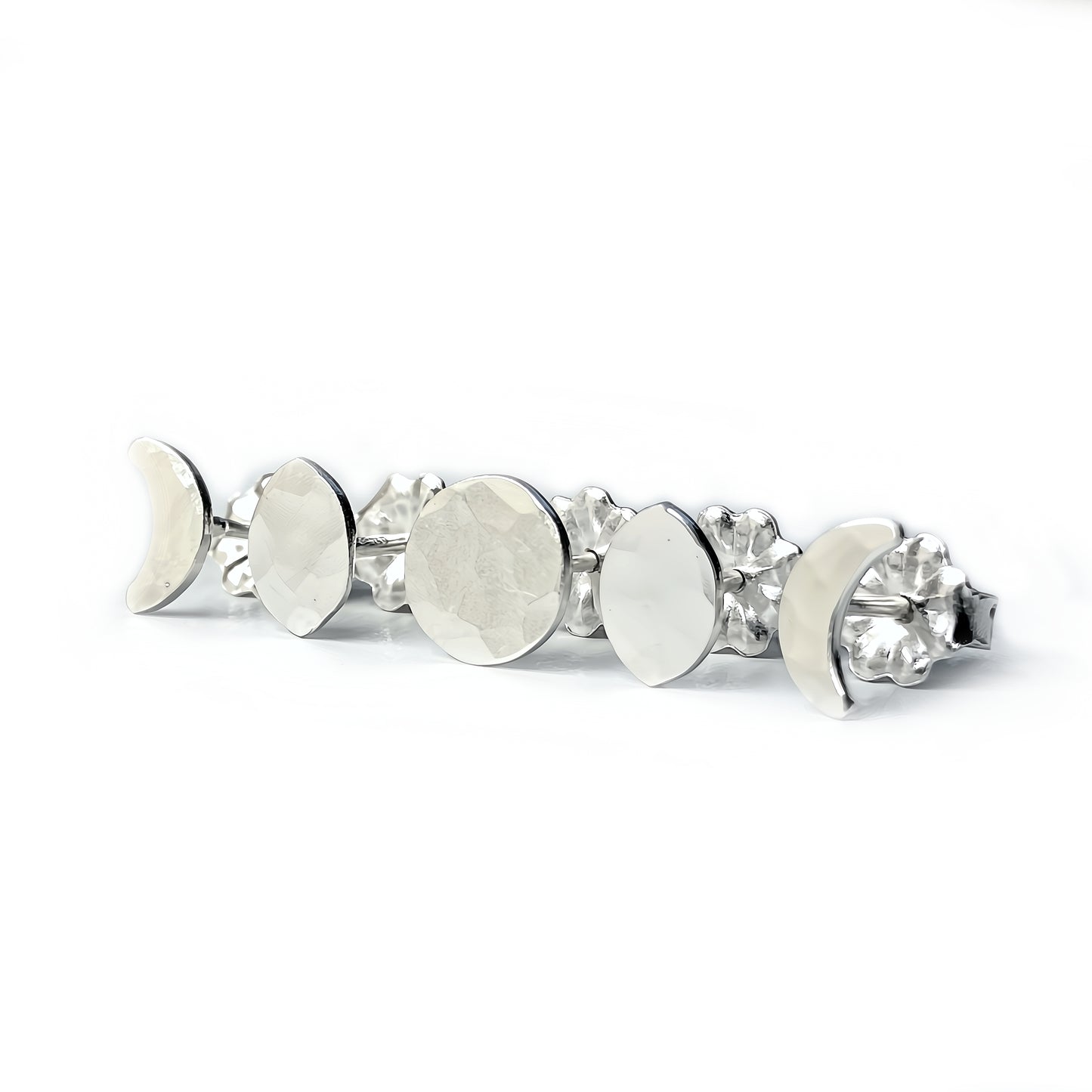 Moon Phase Stud Earring Set in Sterling Silver