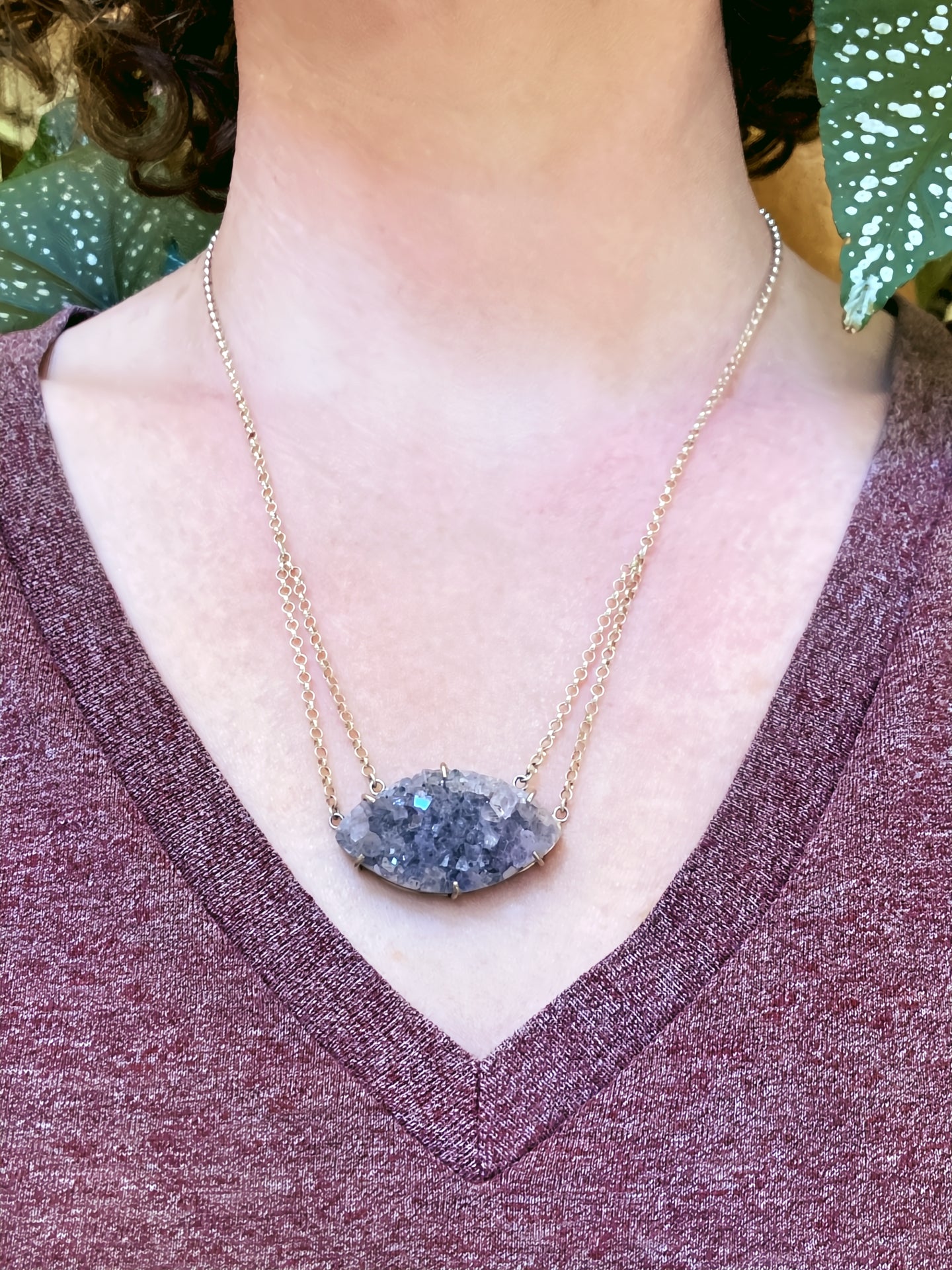 Purple Druzy and Tanzanite Eye Amulet in Sterling Silver