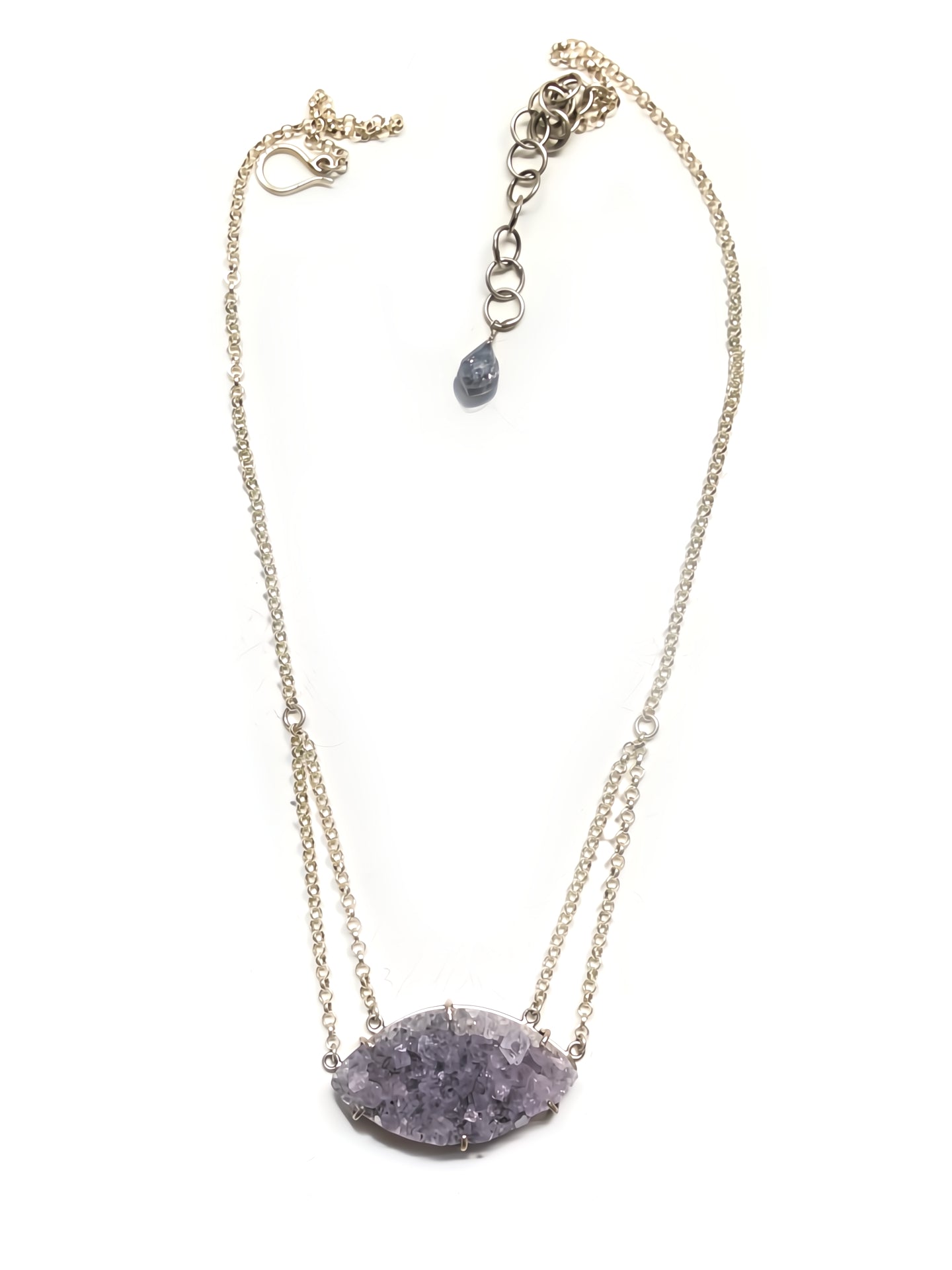 Purple Druzy and Tanzanite Eye Amulet in Sterling Silver