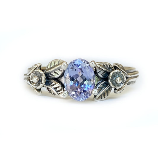 Tanzanite Flower Ring in Sterling Silver | Size 6.5